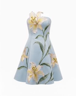 Alternative view of Lily Floral Print Strapless A-Line Mini Dress - Light Blue