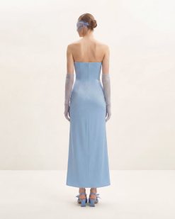 Alternative view of Floral Embroidered Long Dress - Blue