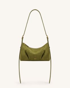 Loriette Faux Suede Crossbody Bag - Olive Green