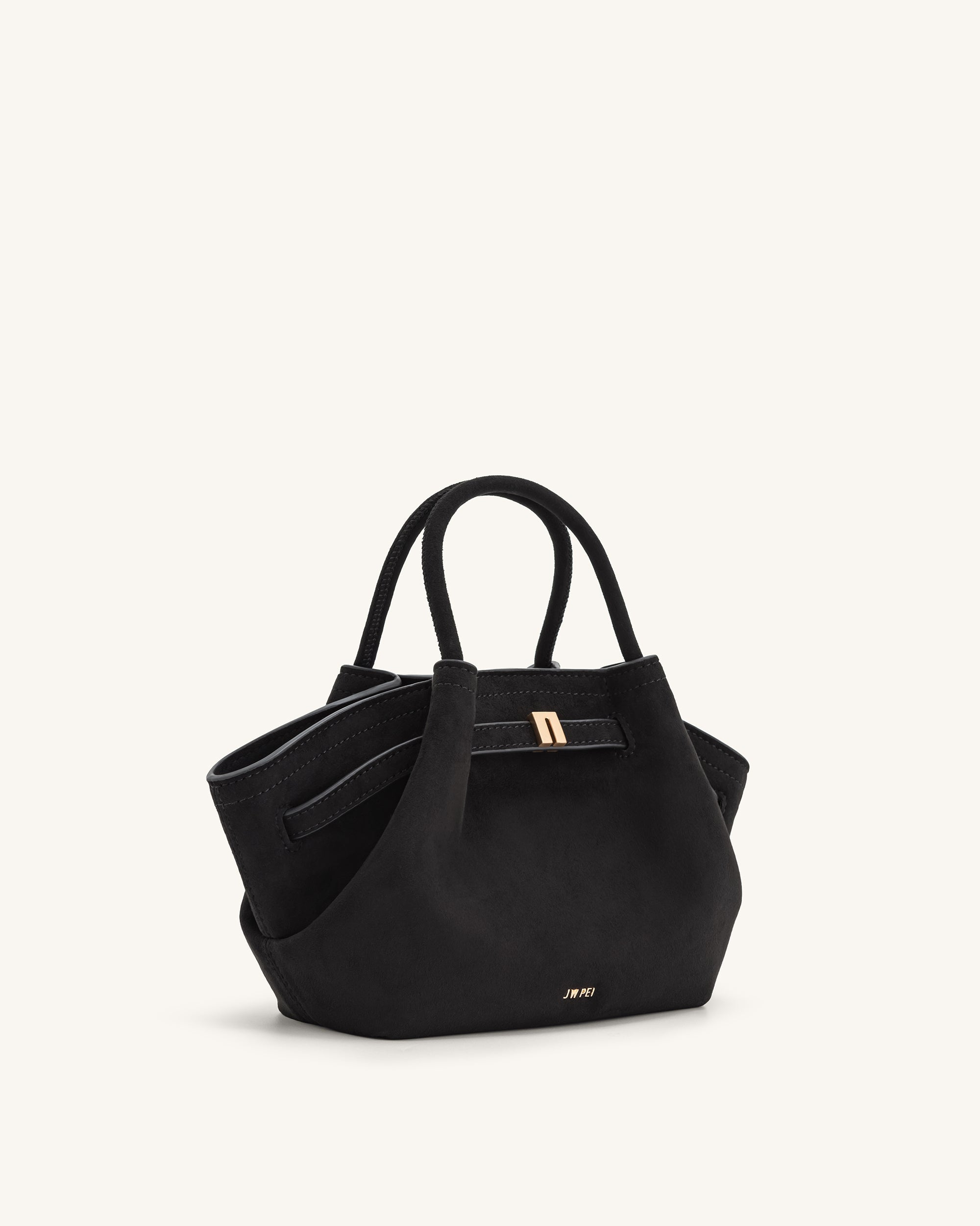 Hana Mini Faux Suede Tote Bag - Black - Image 4