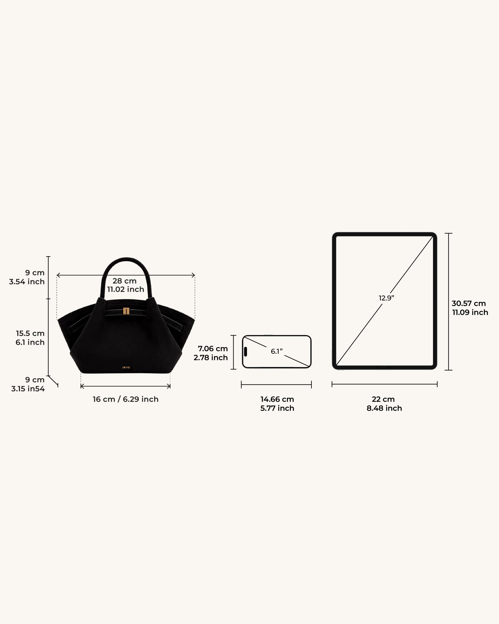 Hana Mini Faux Suede Tote Bag - Black - Image 7
