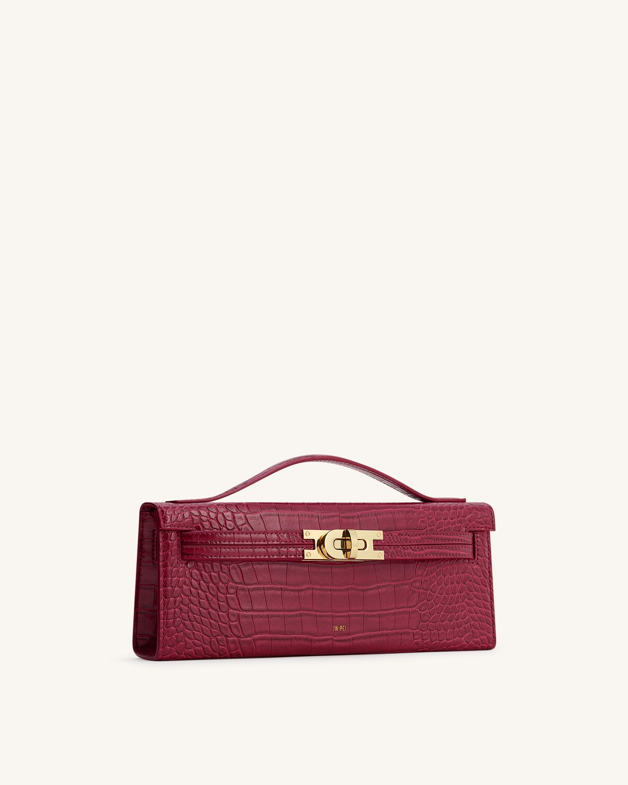Bria Structured Top Handle Bag - Burgundy Croc - Image 2