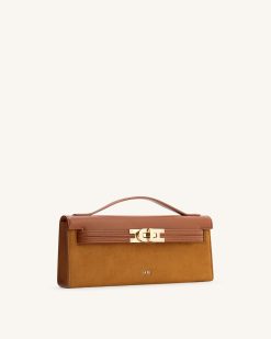 Alternative view of Bria Faux Suede Structured Top Handle Bag - Brown