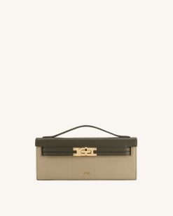 Bria Faux Suede Structured Top Handle Bag - Dark Olive