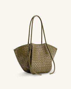 Alternative view of Nala Wide Weave Texture Tote Bag - Olive Green