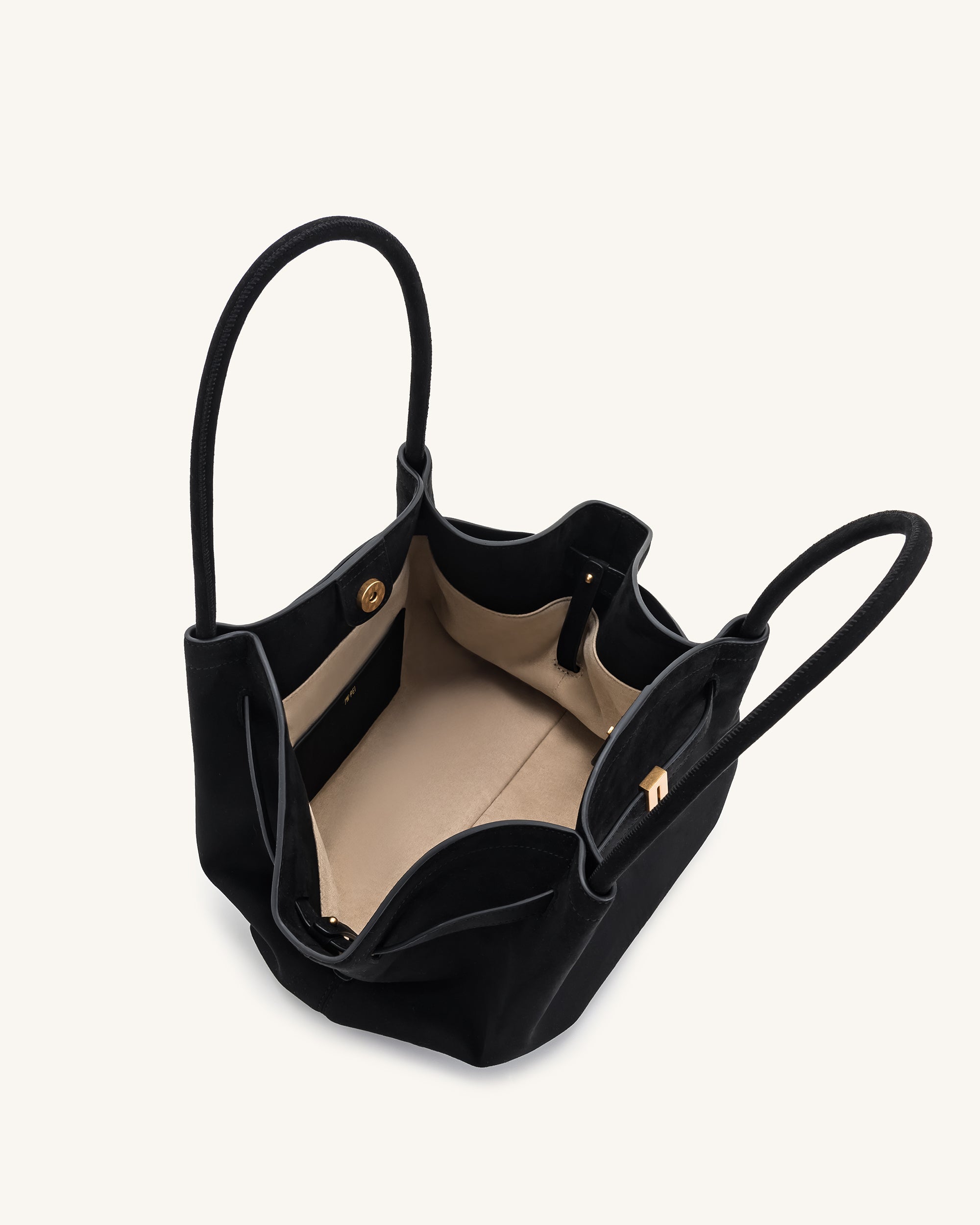 Hana Medium Faux Suede Tote Bag - Black - Image 6