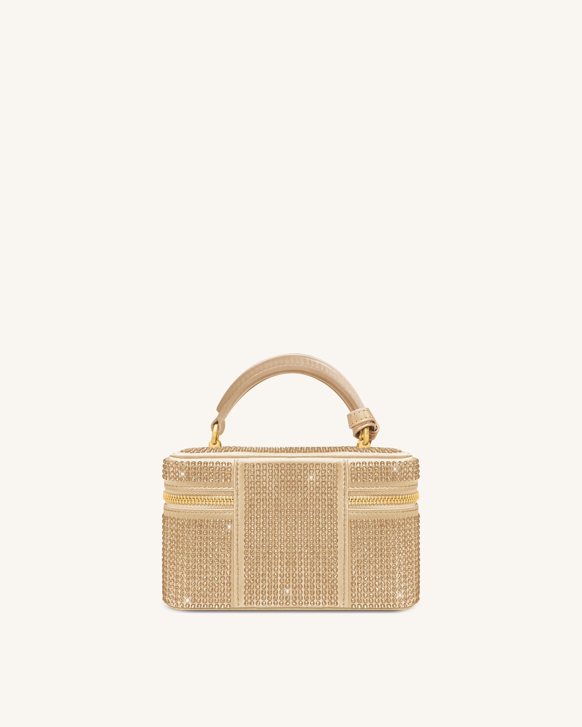 Cleo Artificial Crystal Box Shape Top Handle Bag - Champagne - Image 4