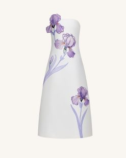 Alternative view of Iris Floral Print Strapless A-Line Maxi Dress - White
