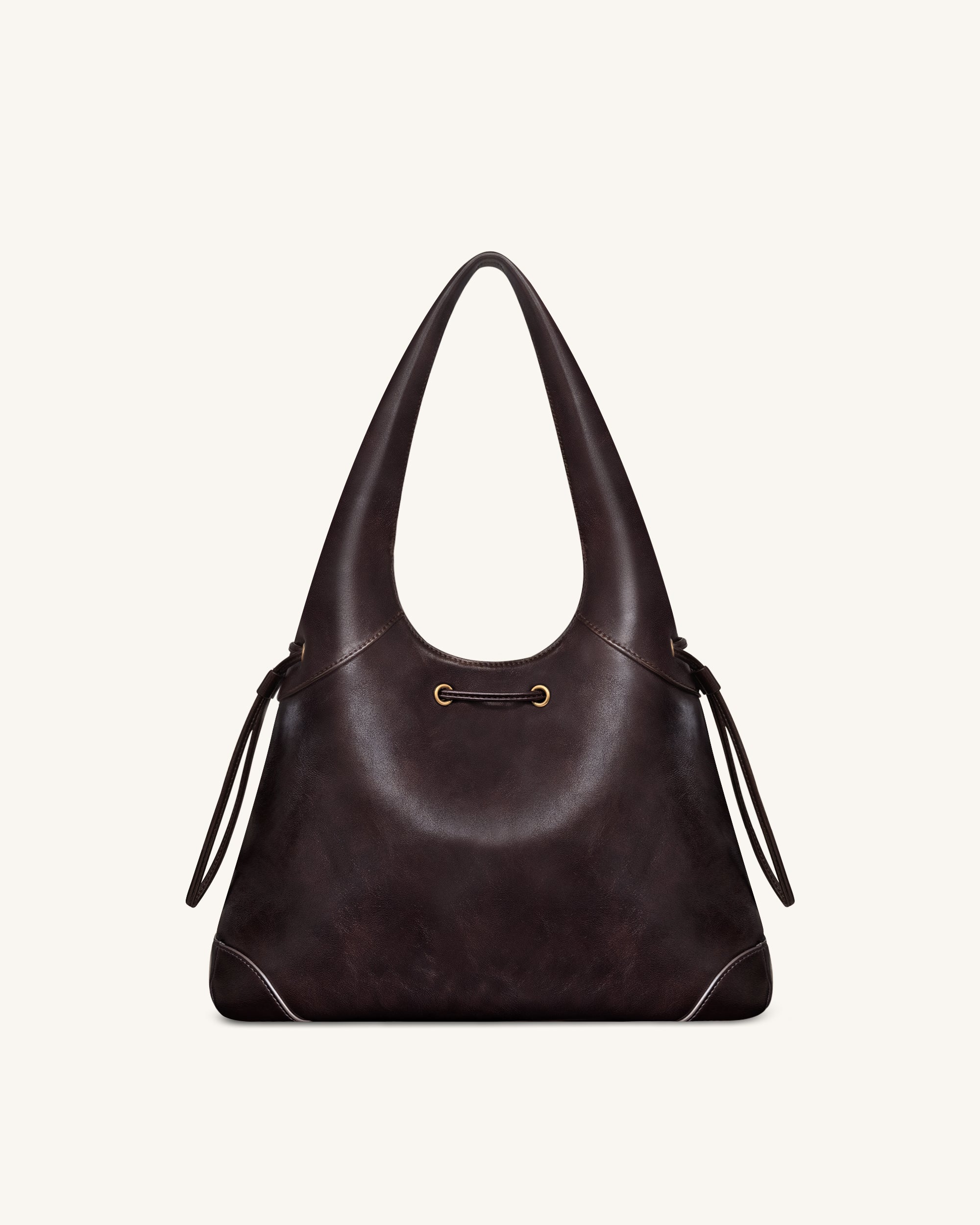 Celandra Drawstring Hobo Bag - Dark Brown - Image 3