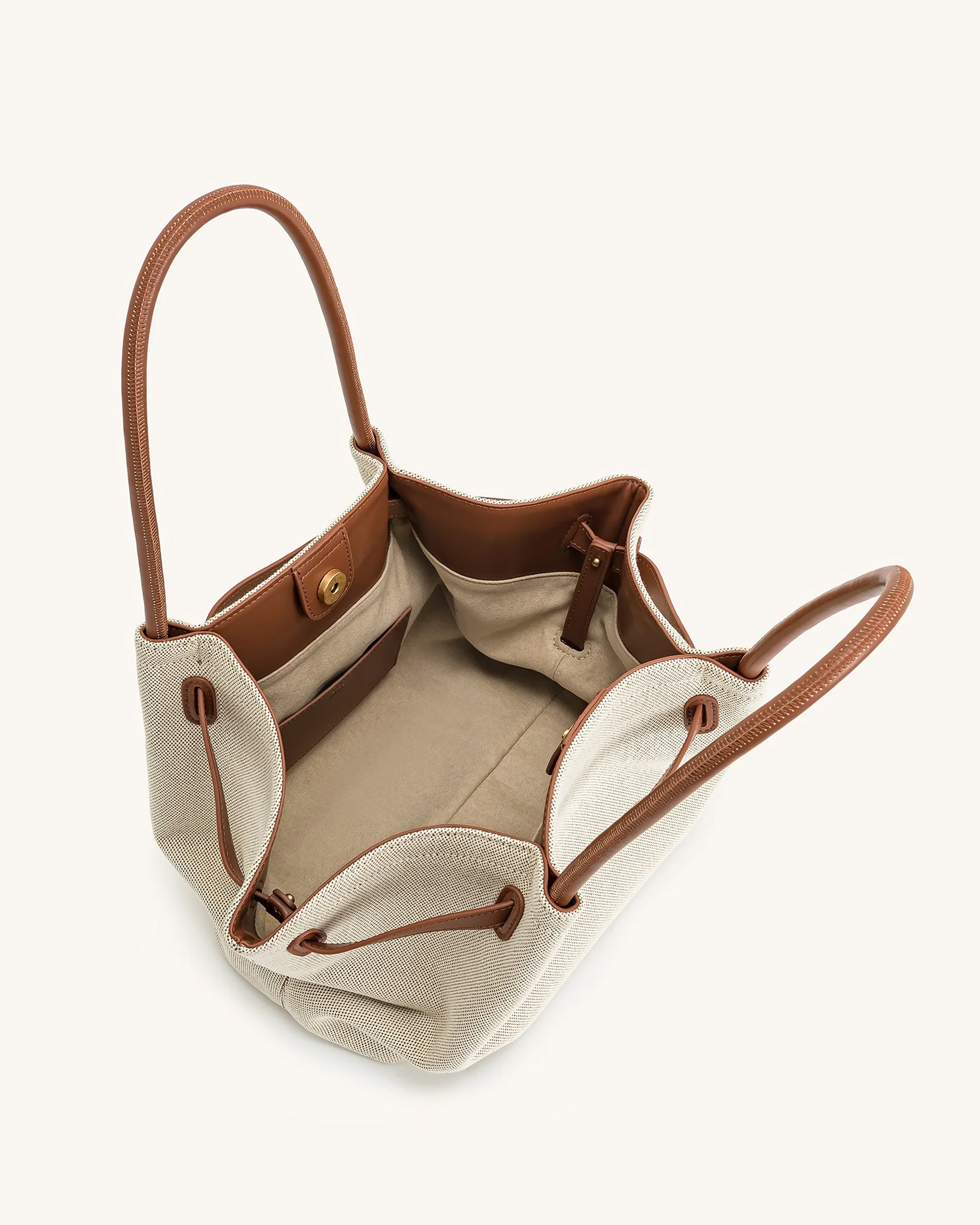 Hana Large Tote Bag - Brown Canvas - Image 4