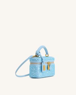 Alternative view of Cleo Artificial Crystal Box Shape Top Handle Bag - Blue