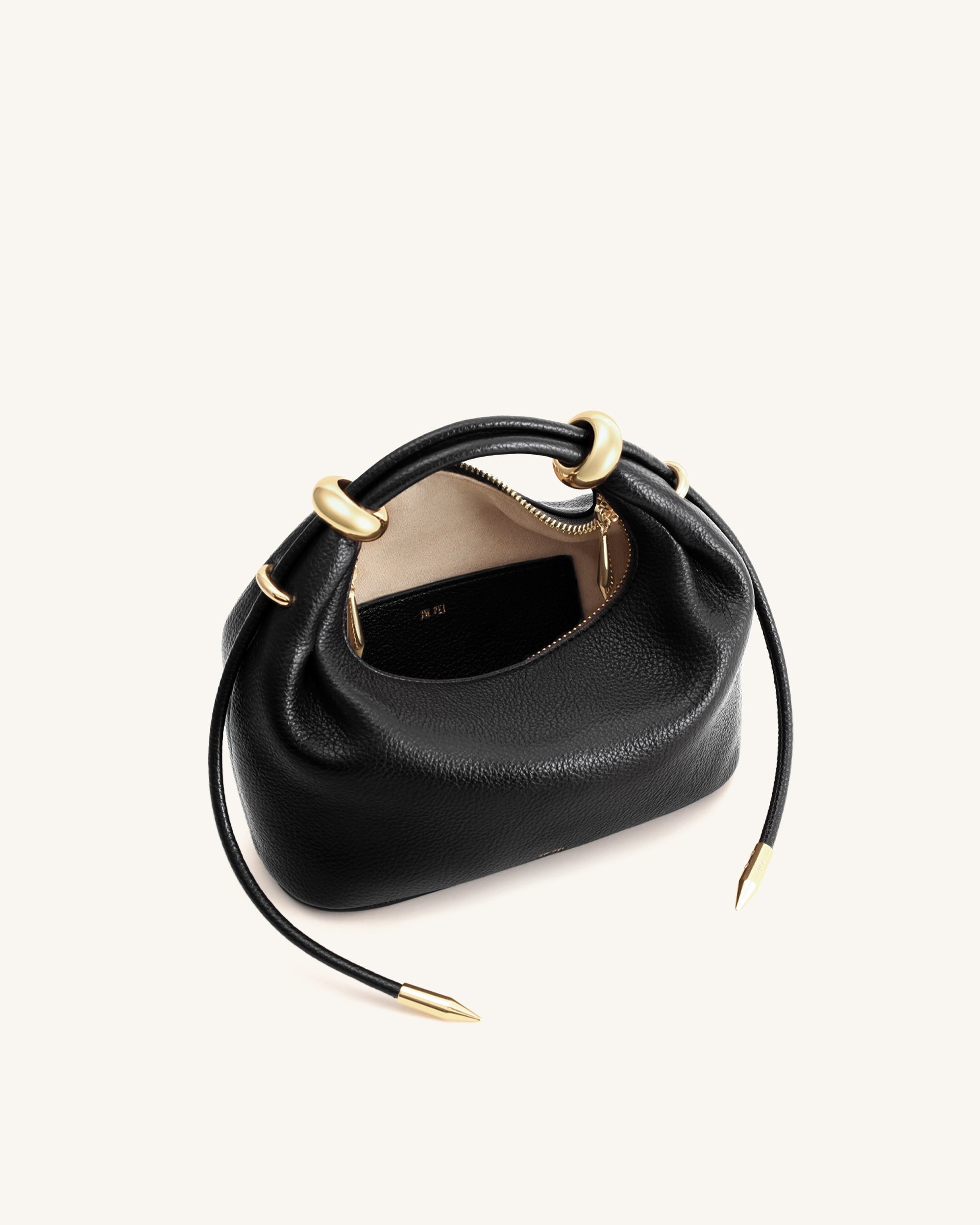 Ellie Metal Ring Embellished Top Handle Bag - Black - Image 6