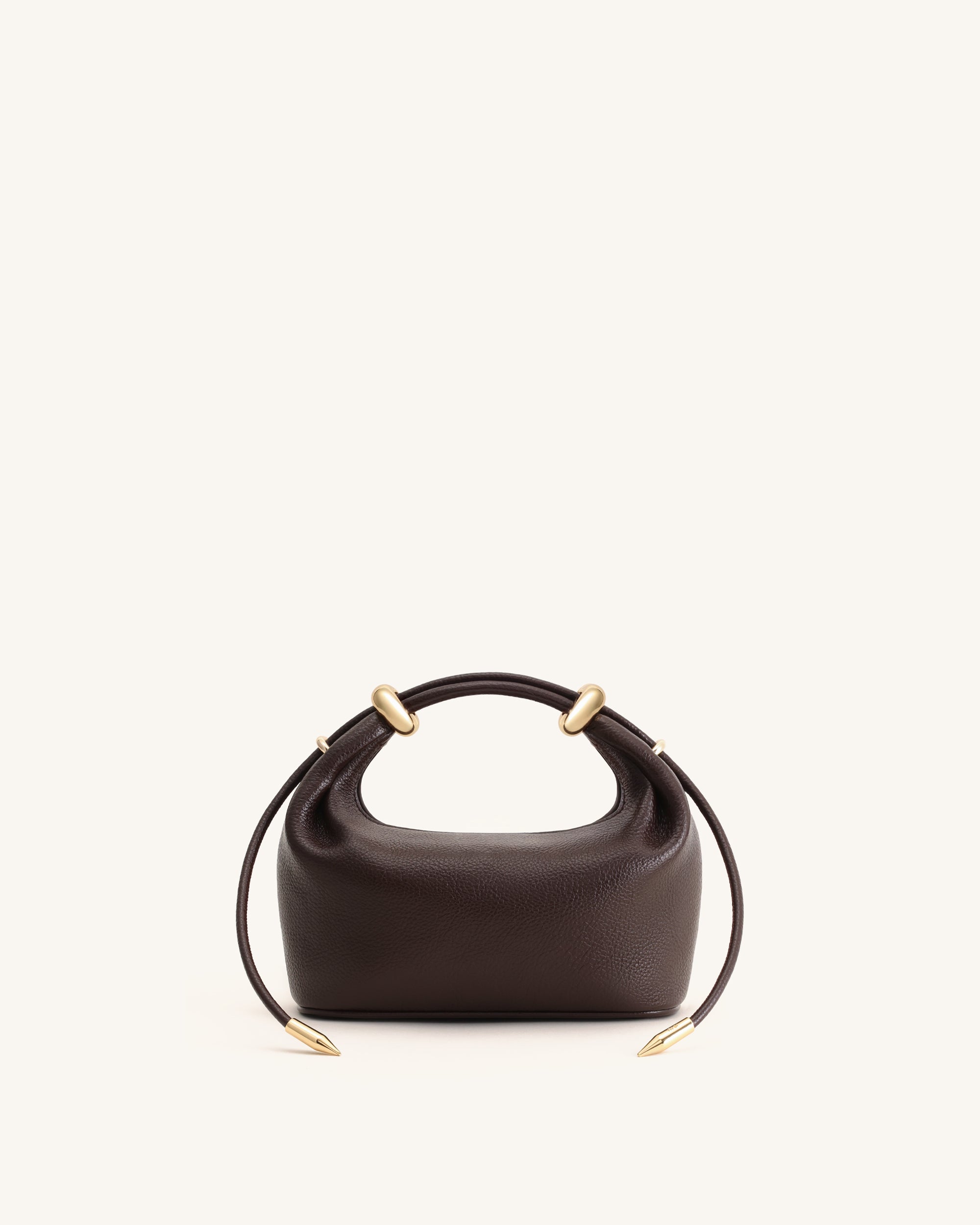 Ellie Metal Ring Embellished Top Handle Bag - Dark Brown - Image 5