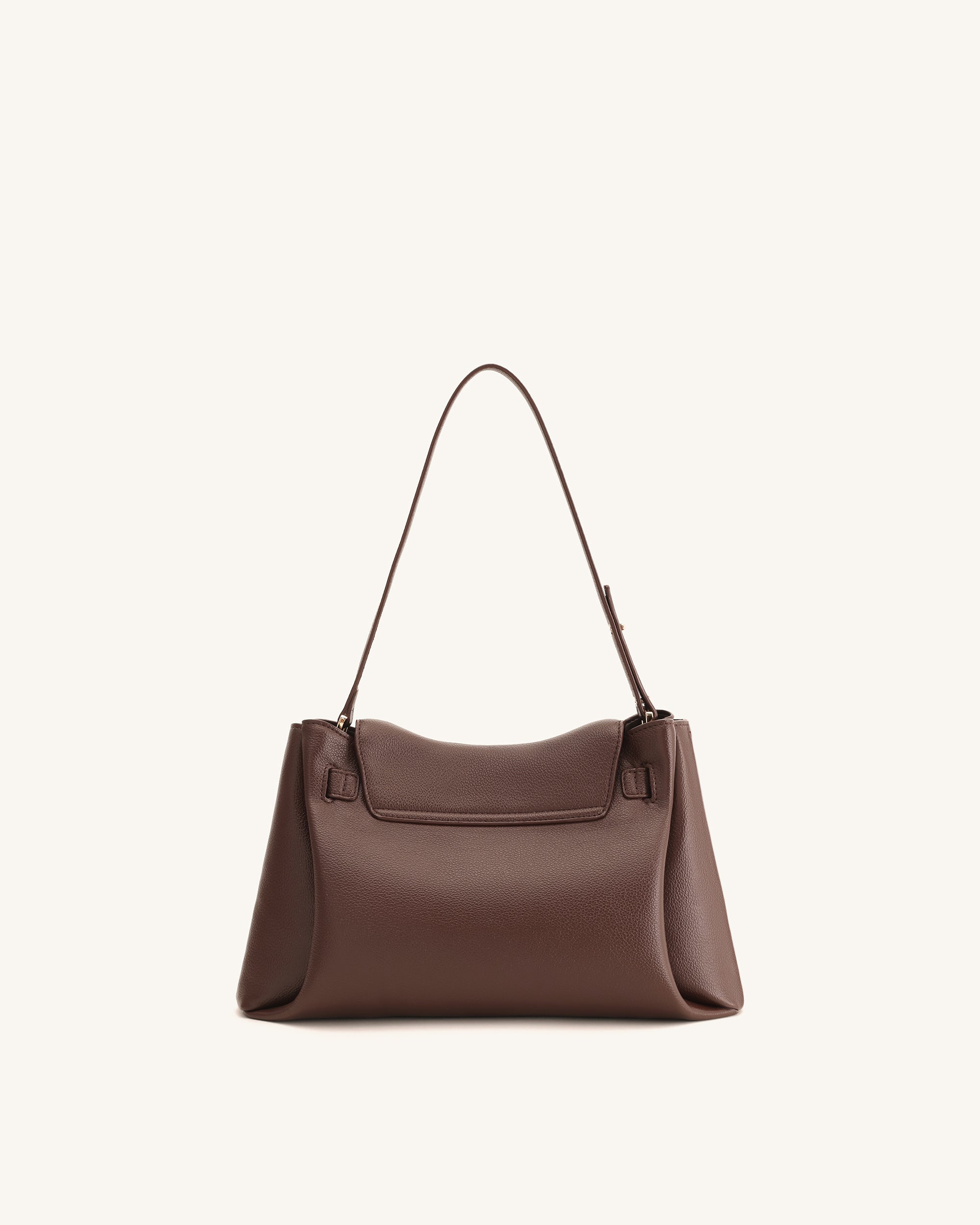 Rhea Pebbled Double Buckle Shoulder Bag - Dark Brown - Image 4