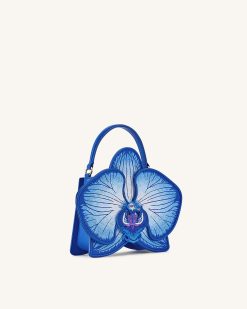 Alternative view of Flora Orchid Shaped Top Handle Bag - Blue