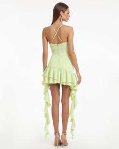 Alternative view of Orchid Embroidered Ruffle Hem Mini Dress - Light Green