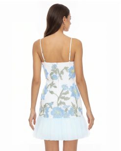 Alternative view of Floral Sling Mini Dress - Baby Blue