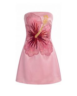 Alternative view of Hibiscus Embroidered Bandeau Mini Dress - Pink