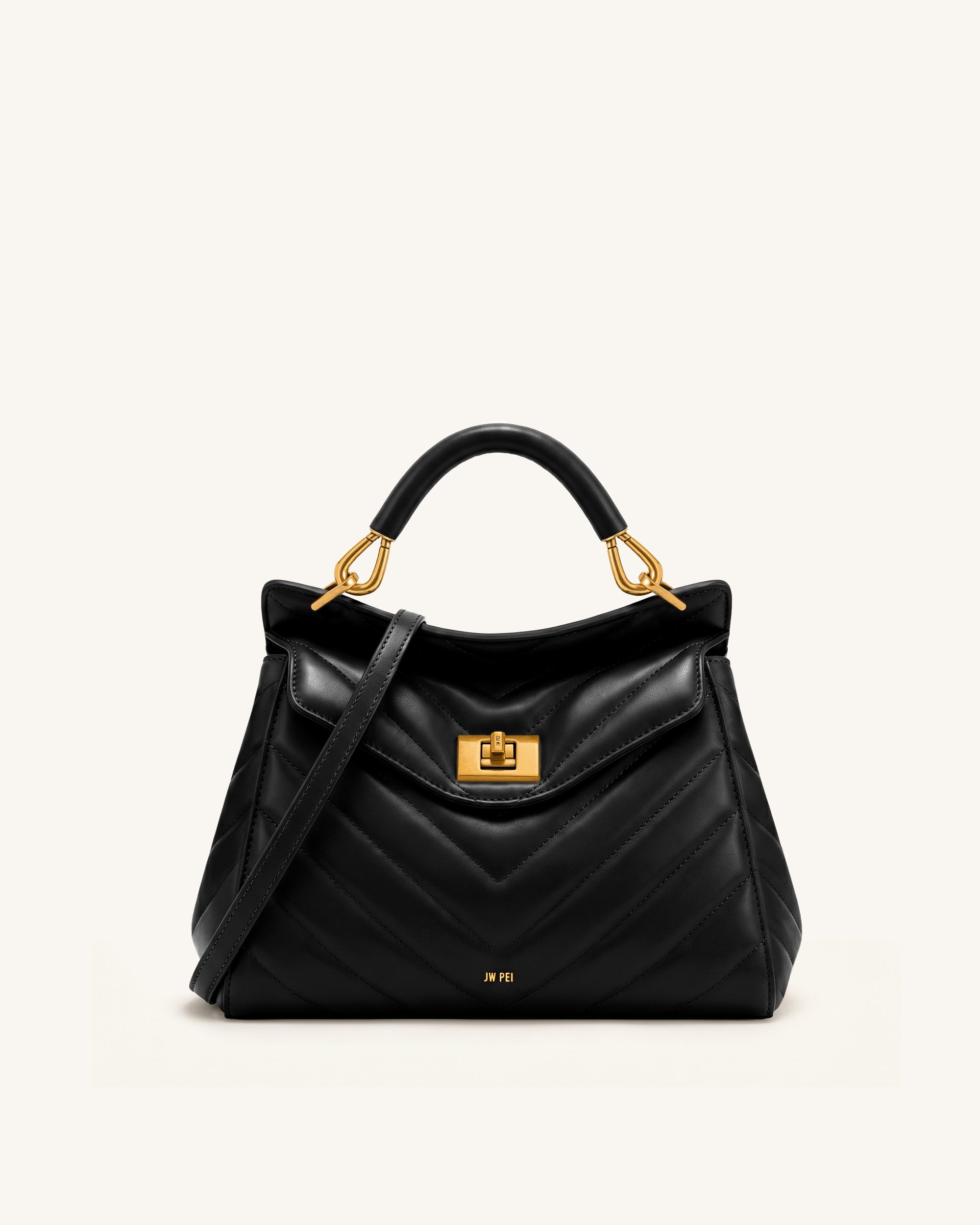 Lucia Classic Top Handle Bag - Jet Black