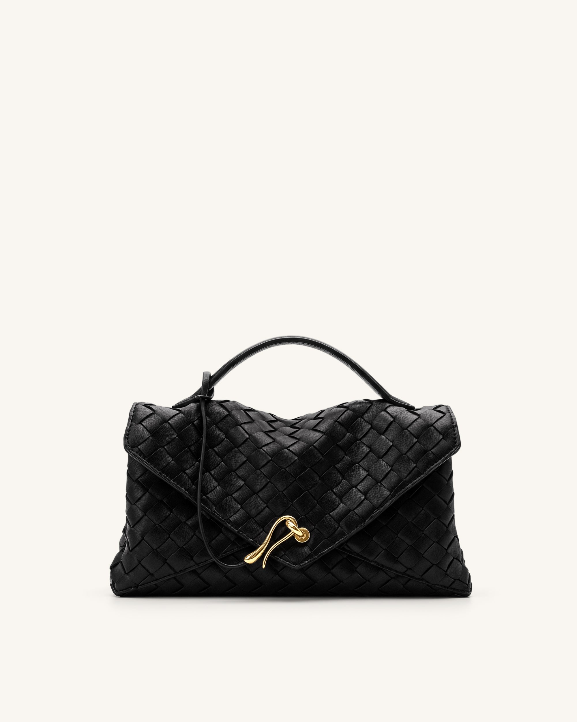 Celeste Woven Envelope Bag - Black