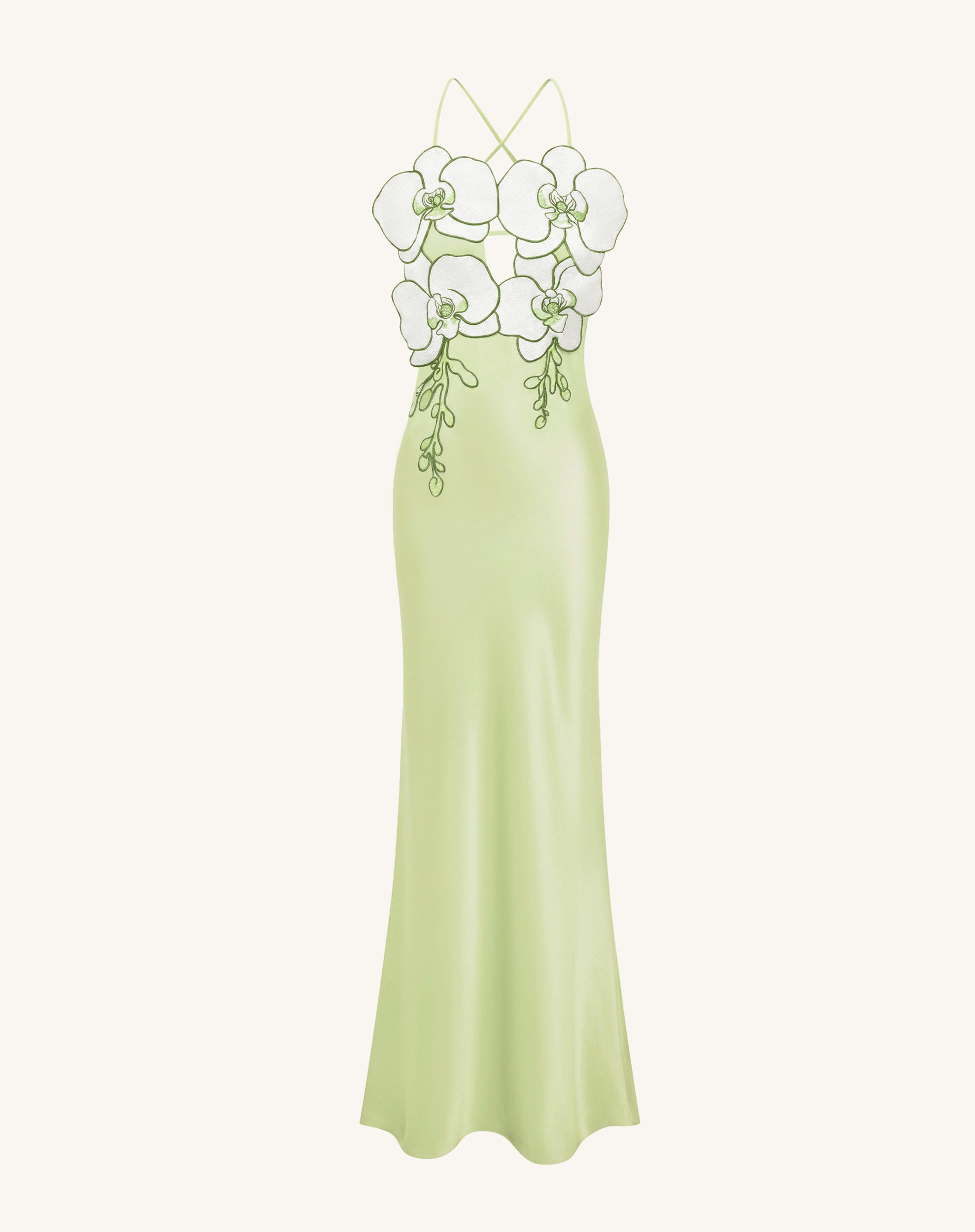 Orchid Embroidered Dress - Light Green/Ivory - Image 2