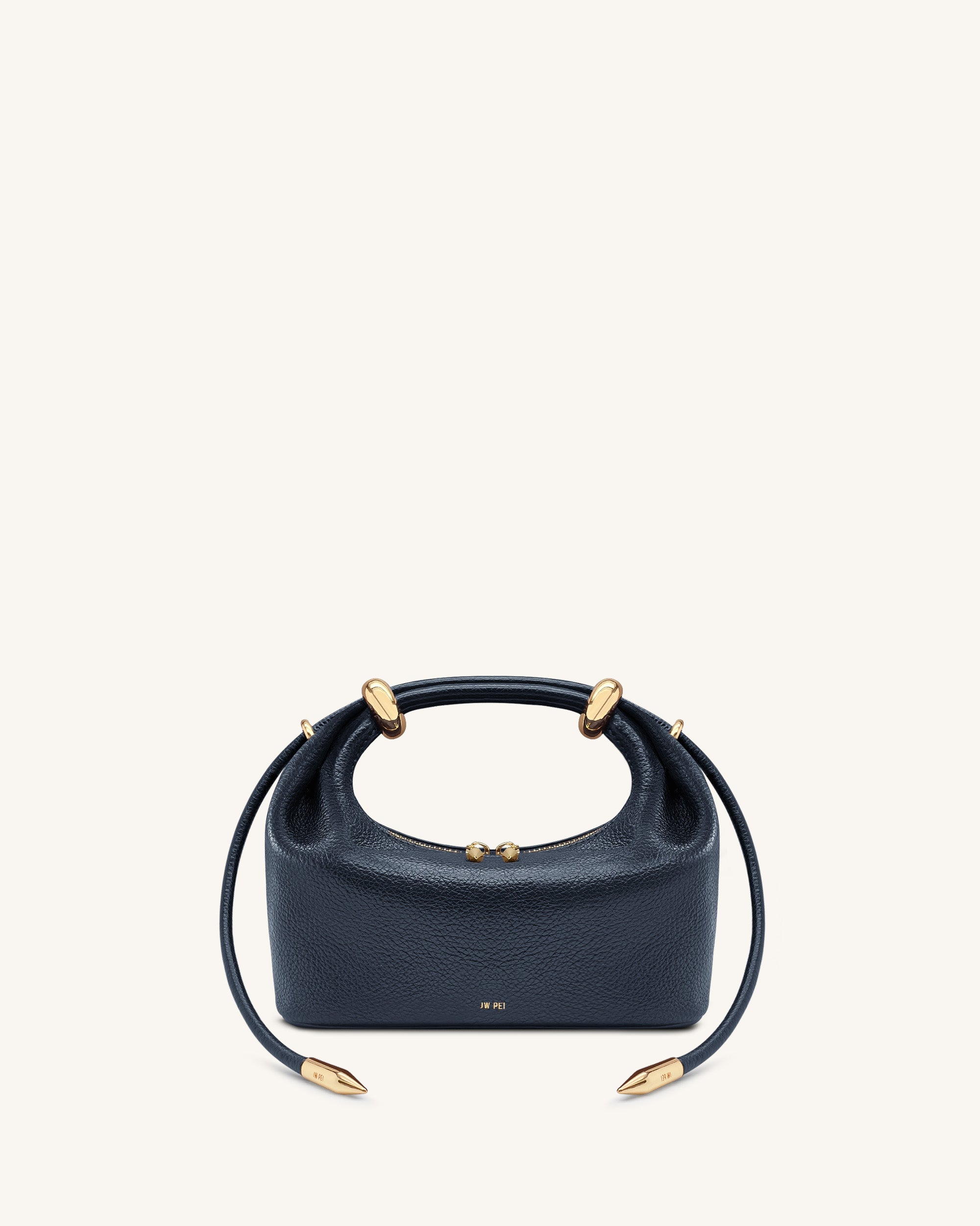 Ellie Metal Ring Embellished Top Handle Bag - Navy