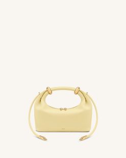 Ellie Metal Ring Embellished Top Handle Bag - Lemon Yellow