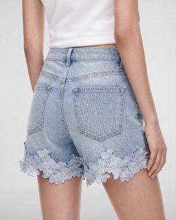 Alternative view of The Petal Applique Denim Shorts - Morning Dew
