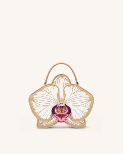 Flora Orchid Shaped Top Handle Bag - Champagne