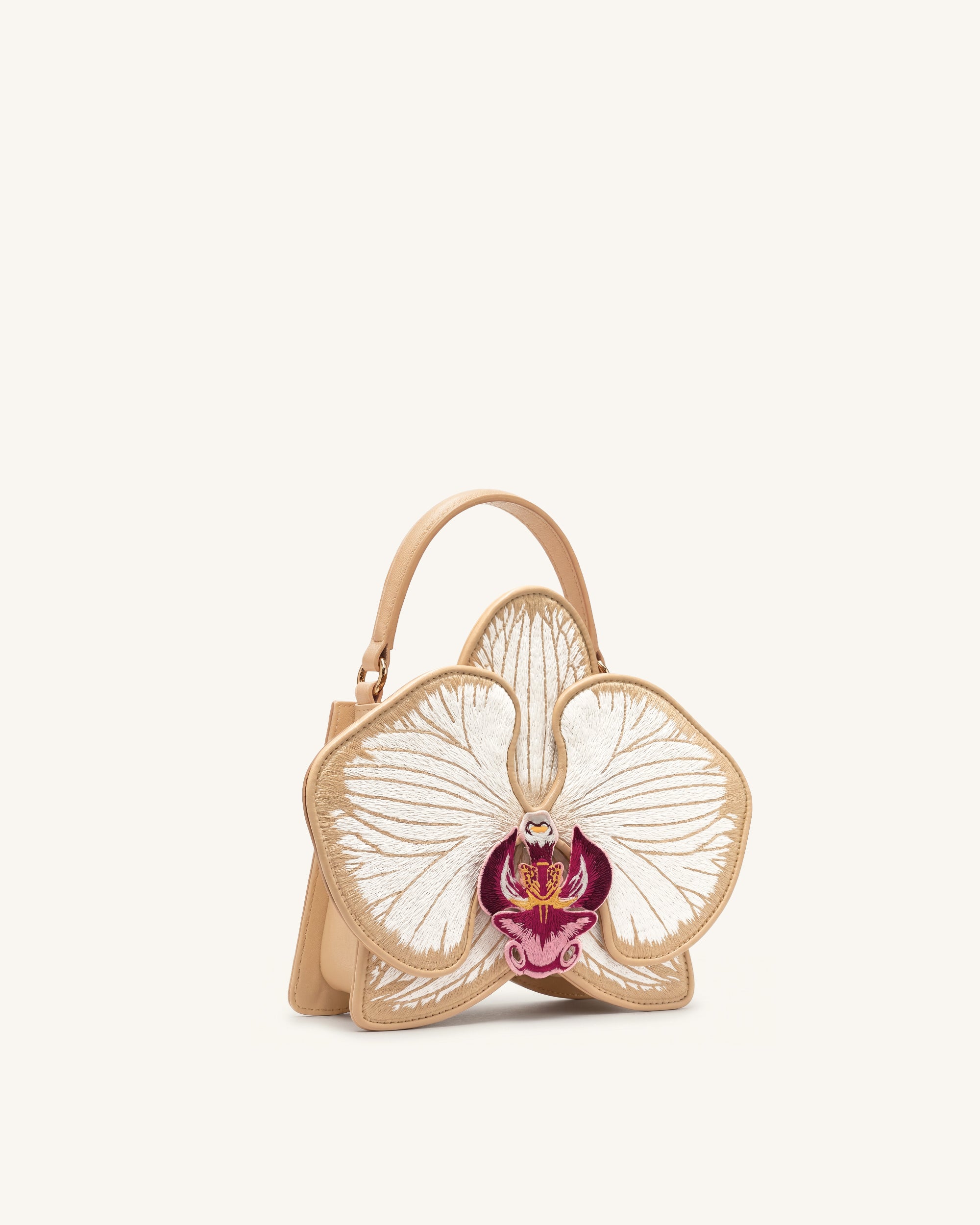Flora Orchid Shaped Top Handle Bag - Champagne - Image 2