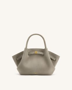 Hana Mini Faux Suede Tote Bag - Gray