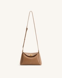 Greta Twist-Lock Crossbody Bag - Brown
