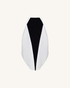 Alternative view of Monochrome Paneled Structured Pannier Maxi Skirt - Black