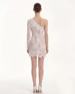 Alternative view of One Shoulder Lace Mini Dress - White