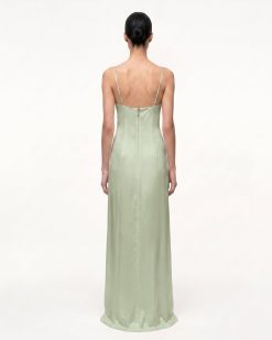 Alternative view of Iris Motif Satin Slip Gown - Light Green/Purple