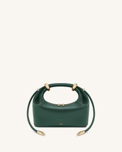 Ellie Metal Ring Embellished Top Handle Bag - Forest Green