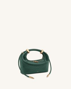 Alternative view of Ellie Metal Ring Embellished Top Handle Bag - Forest Green