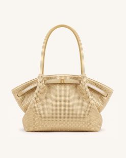 Hana Large Artificial Crystal Tote Bag - Champagne