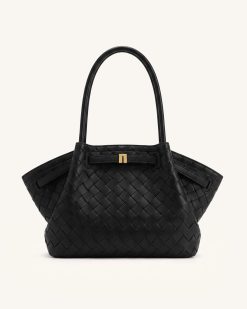 Hana Large Woven Tote Bag - Black