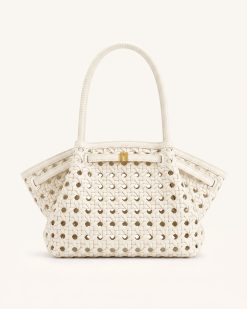 Hana Large Woven Tote Bag - Oat White