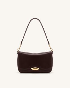 Sofia Classic Flap Shoulder Bag - Dark Brown