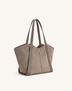 Alternative view of Kiana Large Capacity Faux Suede Tote Bag - Taupe