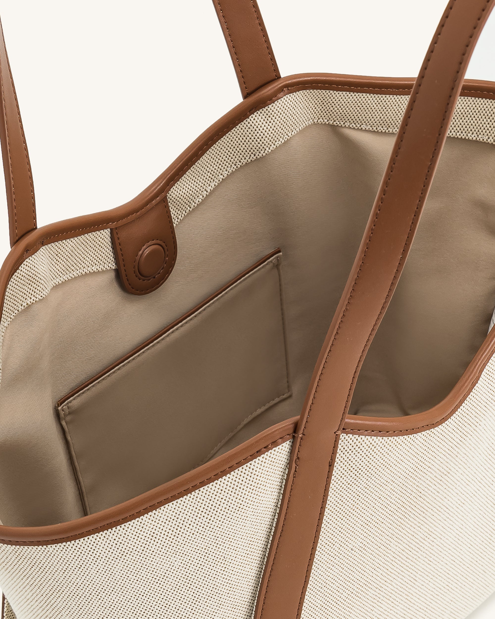 Kiana Large Capacity Tote Bag - Brown Canvas - Image 4