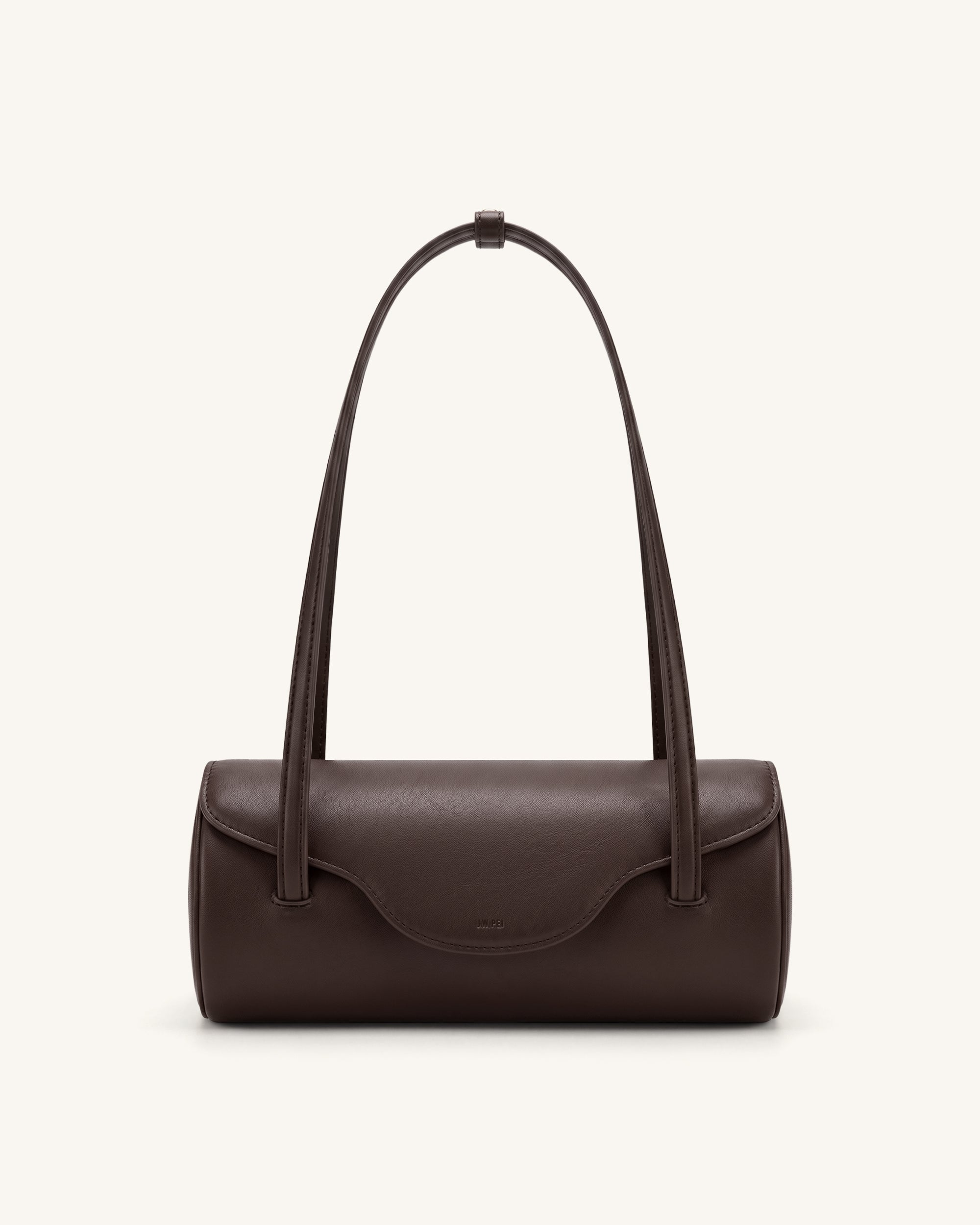 Solenne Barrel Shoulder Bag - Dark Brown