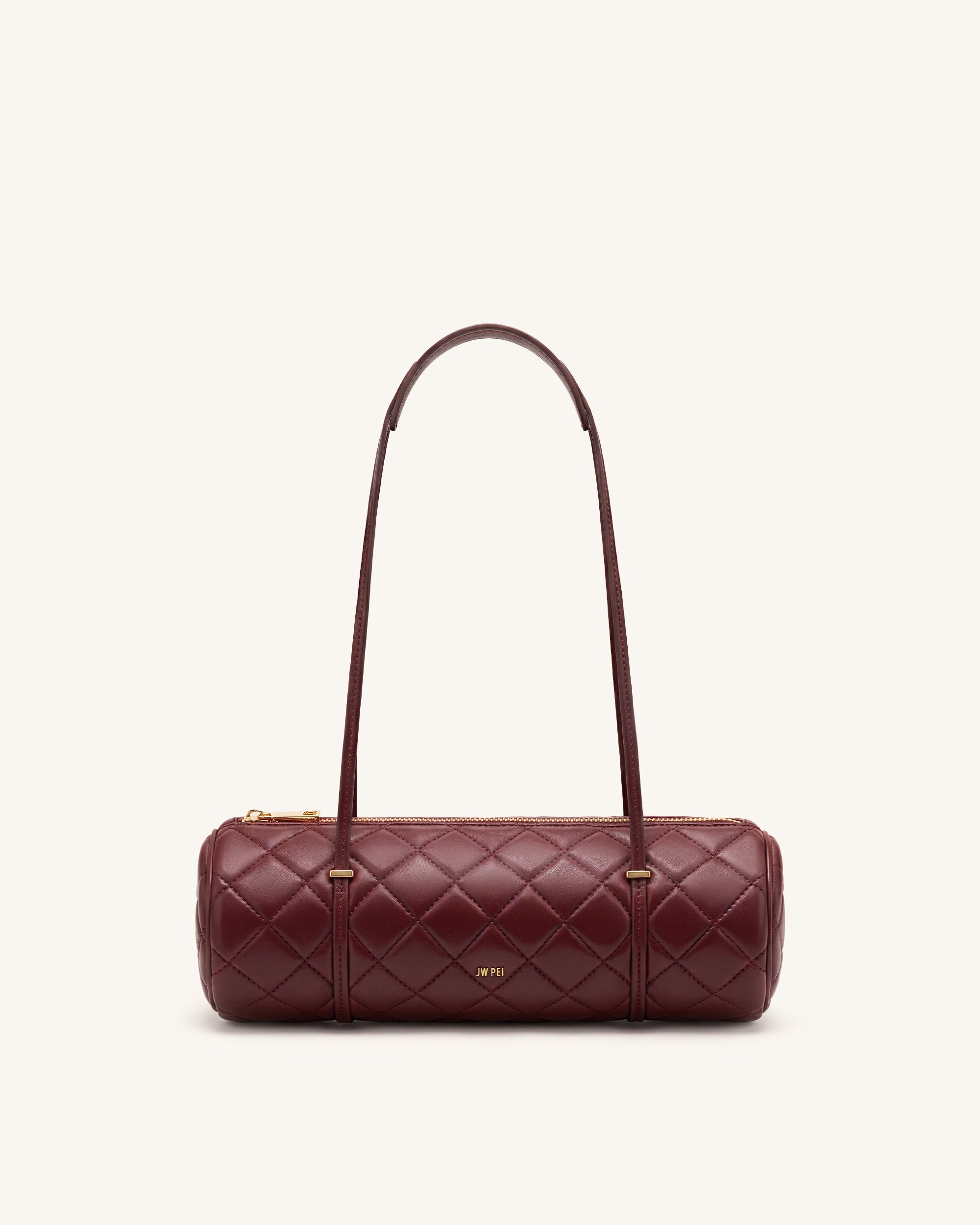 Marcella Quilted Cylinder Shoulder Bag - Burgundy