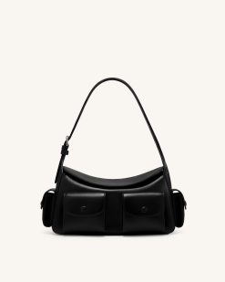 Corinne Multi-Pocket Shoulder Bag - Black
