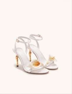Alivia Calla Lily Gold Metal Heel Sandals - White
