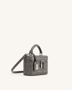 Alternative view of Cleo Box Shape Top Handle Bag - Grey Croc