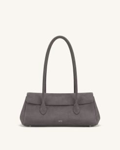 Solenne Faux Suede East-West Shoulder Bag - Taupe
