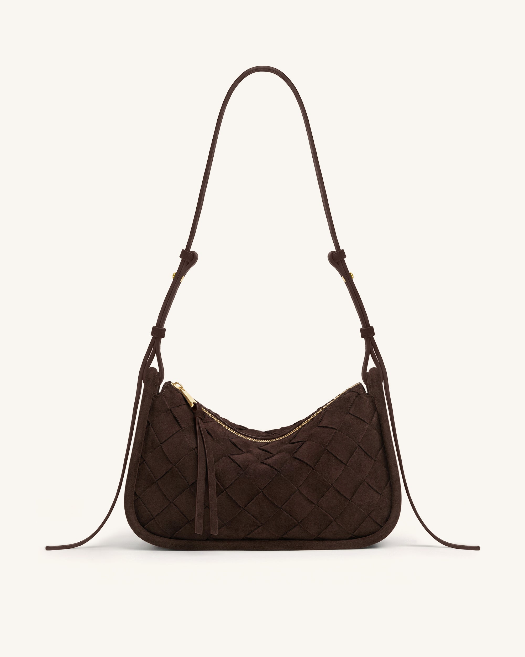 Zirelle Woven Faux Suede Hobo Bag - Brown